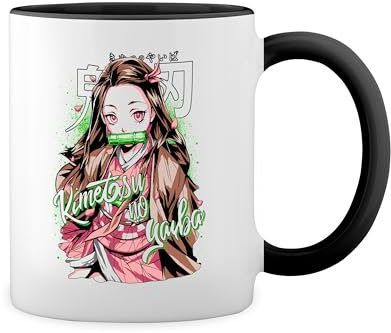 Kimetsu No Yaiba Anime Lover Demon Fun Lustige Trend Blanca taza de café con RIM Negro y manija Mug