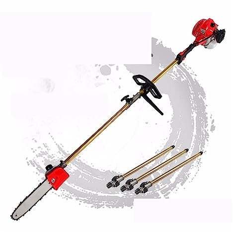 Fadenschneider und Kantenschneider 52cc Long Reach Pole Kettensäge Teleskopstange Benzin Kettensäge Freischneider Baumschere mit 3 Verlängerungsstangen Gartengeräte