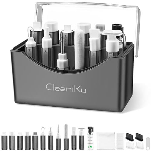 Cleaning Kit for iPhone CleaniKu Phone Cleaner - Charging Port Cleaning Tool, Multi-Tool Phone Repair Restore with Speaker Cover, USB C Cleaning Kit for Lightning Cables,Connectors,Speakers (Black)