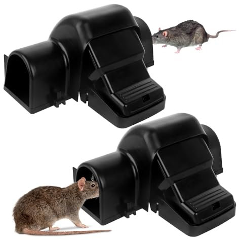 DAJASD Rat Traps, 2 Pack Professional Rat Traps That Kill Instantly with Safety Box, Reusable Heavy Duty Rat Traps for Indoors and Outdoors, Highly Effective Humane Mouse Traps for Garden Home Office