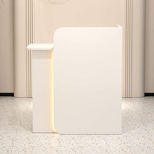 Bancone Reception,Bancone Cassa per Negozio Ufficio,Reception Parrucchiere con LED e 1 Cassetto con Serratura,Tavolo di MDF Banco Vendita,Moderno Banco Espositivo,per Small Bar Estetica Beauty Salon(W