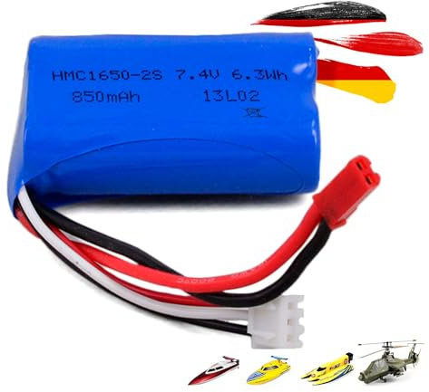 7.4V 1100-mAh 2S Li-Po Akku, Wiederaufladbarer Li-Po Akkupack JST-Stecker Batterie für ferngesteuerte RC Fahrzeuge, Hubschrauber, Auto, Flugzeug, Monstertruck, Drohne, Bagger, Boot, DIY, Spielzeug uvm