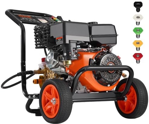 VEVOR Idropulitrice a Gas 309,35 kgf/cm² 15 L/min Idropulitrice a Gas con Pompa in Rame, Prolunga, Set da 5 Ugelli, Idropulitrice ad Alta Pressione per Auto, Recinzioni, Vialetti, Cortili, Mobili