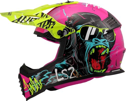 LS2, Moto-Cross-Helm für Kinder FAST II MINI GORILLA Gloss Purple, M