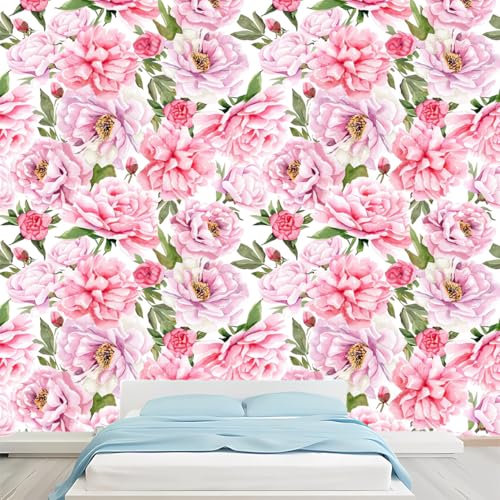 DSKJoviality Papier peint mural de taille personnalisée, feuille rose, papier peint amovible, grand papier peint autocollant applicable à la décoration murale, salon, restaurant, mur TV