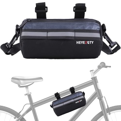 Kytpyi Bolsa para manillar de bicicleta, bolsa impermeable de 2 litros, con 1 correa de hombro ajustable, cinta reflectante, resistente bolsa para manillar de bicicleta eléctrica MTB (gris)