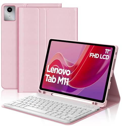 FOGARI Clavier pour Lenovo Tab M11 11'' 2024, AZERTY Français Clavier Bluetooth sans Fil, Intelligent Housse Clavier pour Lenovo Tab M11 Tablette TB-330XU/330FU - Rose