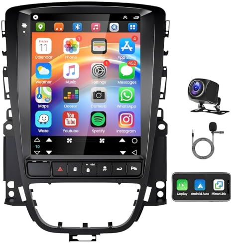 9.7Inch Android 14 Car Stereo for Vauxhall Astra J 2009-2014 4G+64G Car GPS Sat Navi w/Wireless Carplay & Android Auto Car Radio Player w/Rearview Camera SWC Split Screen Mirror Link FM/RDS