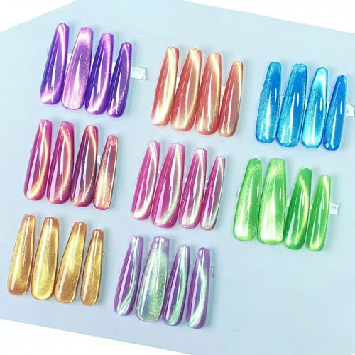 NAILGIL Cat Eye Gel Nail Polish Set with Magnet, Spring Green Light Cats Eye Shimmer Glitter Magnetic Gel Salon Manicure Nail Art DIY at Home