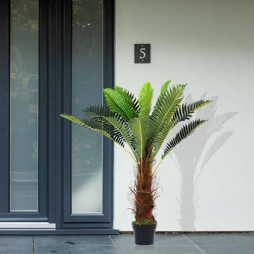 FUKEA 3FT/90CM Artificial Plants Outdoor UV Resistant Artificial Phoenix Fern Tree with Adjustable Branch Fake Palm Tree for Indoor Garden Office Decorative