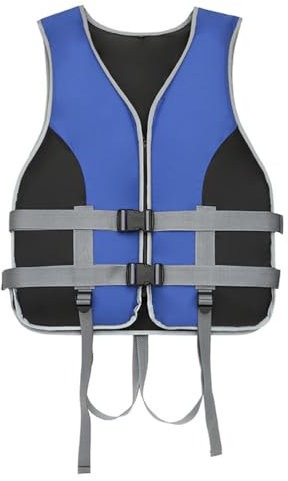 AmphaDeco Giubbotto di Salvataggio per Adulti e Bambini, Giubbotto di Salvataggio da 150N per Donne e Uomini con Strisce Riflettenti e Fischietto, Regolabili Giubbotto Salvagente Snorkeling,Blu,M