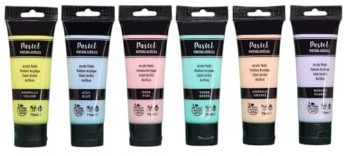 CABLEPELADO - Pintura | Colores Brillantes para Arte Creativo | Acrílico con Purpurina para Lienzos, Manualidades y Todo Tipo de Superficies | Set de Pinturas Acrílicas (Pastel)