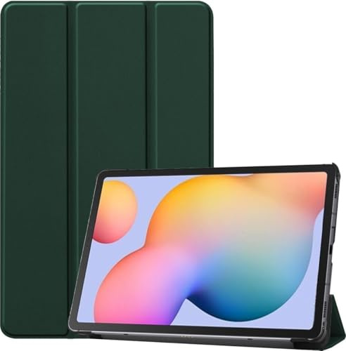 BTH - Tablet Hülle für Samsung Galaxy Tab S6 Lite - Leichte Hülle mit Trifold Cover - Stoßfest Dunkelgrün