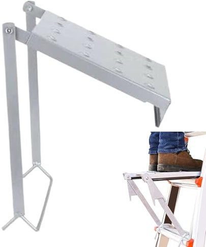 Ladder Work Stand - Stainless Steel Ladder Work Tray for Tools, Paints & Accessories, Multi-Purpose Extension Attachment Platformm for Electricians, Mechanics, Painters, Kitchen, Library