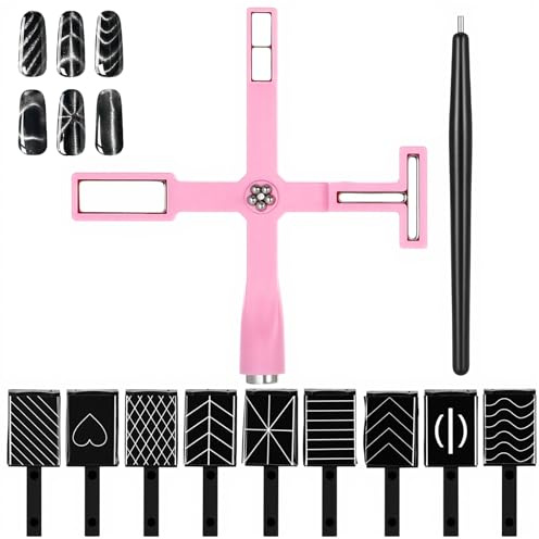 Gjinxi Magnet Nagelmagnet Set, 11 Stück 5-in-1 Upgraded Katzenaugen Magnetstifte Nail Art Werkzeug mit Silikon Schutzhülle Cat Eye Nagellack für Ideal Katzenaugen Magische Effekt
