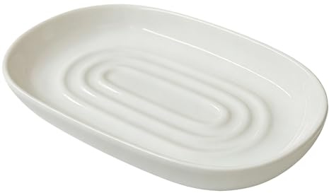 Anti Slip Ceramic Soap Dish – Minimal White Soap Dish for Bathroom – Soap Tray Dish for Shower, Kitchen and Sink – Soap Holder to Keep Soap Dry & Easy to Clean (White)