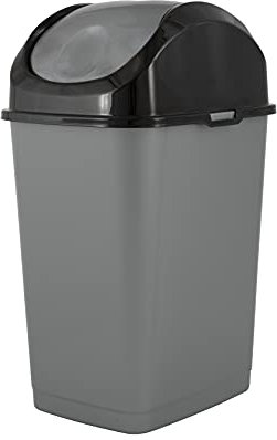 Superio, 25 l Schlanker Mülleimer, grau/schwarz
