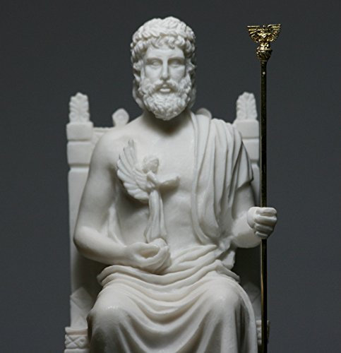 King of Gods Griechische Alabaster-Statue, Skulptur, Dekoration, Zeus, Jupiter, 26,9 cm