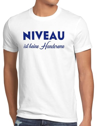 style3 Niveau ist Keine Handcreme Herren T-Shirt Creme Funshirt Spruch, Größe:M, Farbe:Weiß