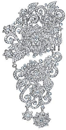 EVER FAITH Österreichischer Kristall 6 Zoll Vintage Style Hochzeit Blume Haar Kamm Klar Silber-Ton