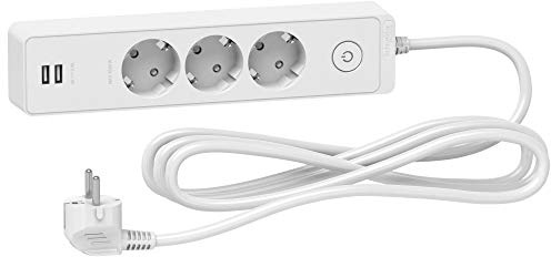 Schneider Electric ST943U3W 3-Punkt-Steckdosenleiste mit 2 USB, 3 m Kabel, weiß
