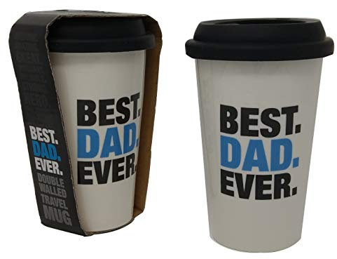 Tasse zum Vatertag, doppelwandig, mit Deckel, AufschriftBest Dad Ever, 320 ml