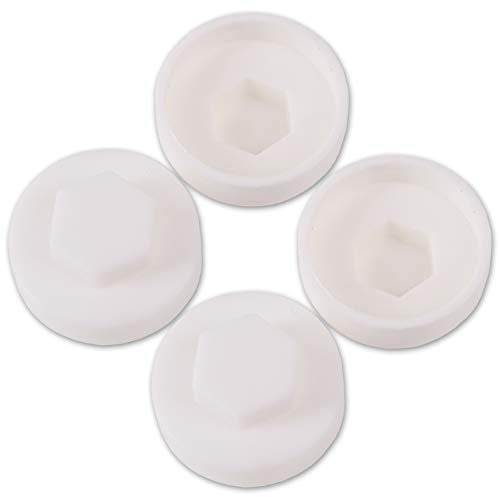 50x White Hex TEK Roofing Cover Caps for 19mm Washer/Coverage & 8mm Recess