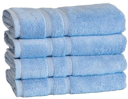 MOSOBAM 4-teiliges Handtuch-Set – Allure Blue – 700 g/m² Hotel Luxus Bambus – Ägäisch türkisch gekämmte Baumwolle Handtuch