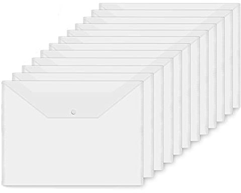STARVAST 48 Pcs Pochette Porte Documents A4 Transparentes - Pochette Plastique A4 en Polypropylène avec Bouton Pression pour la Maison et le Bureau