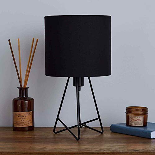 EEMKAY® New Black Finished Tripod Base Mini Hester Black Table Lamp with Matching Drum Shade Home Decor M-21