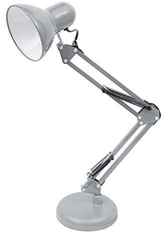BEL AIR HOME - Lámpara de Escritorio LED Vintage Retro Articulada | Flexo Antigona Ajustable para Estudio y Lectura | Iluminación E27, Plata, Metal