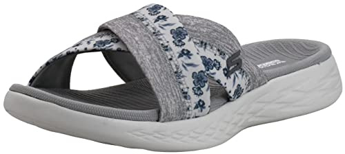 Skechers Women's Performance, On The GO 600 - Blooms Sandal, White/Grey, 7 W US