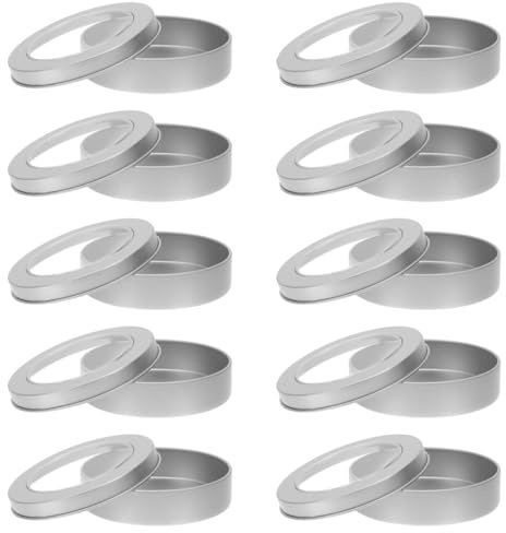 TOPBATHY Runde Keksdose Aus Weißblech 10 Stück 3.54X3.54X0.79 Zoll Leichte Metall Box Zur Aufbewahrung Von Süßigkeiten Kuchen Und Snacks Für Küche Haushalt