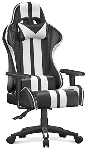 bigzzia Silla para Juegos – Silla de computadora de Oficina de Carreras de Respaldo Alto (White)