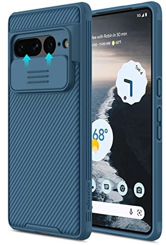 Nillkin CamShield Pro for Google Pixel 7 Pro Case with Slide Camera Cover | Military Grade Drop Protection Shockproof Bumper, Anti-slip and Scratch Slim Phone Case for Pixel 7 Pro Matte (Dark Blue)