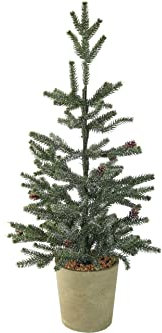 Künstlicher Weihnachtsbaum im Topf 66 cm winterlich mit Tannenzapfen