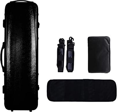 HDYNUZ Full Size 4/4 Violin Case with Sheet Music Bag Lightweight Fiberglass Violin Case Built-in Hygrometer Combination Lock Professional Violin Hard Case (Color : Black)