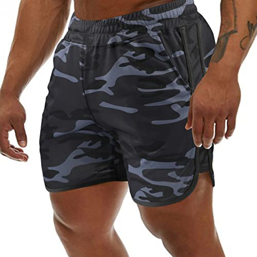 Genfien Sportshorts för män, snabbtorkande, andningsbara löparshorts i nät, med fickor, sommar