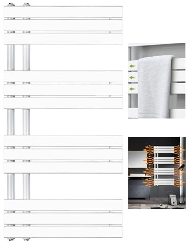 Euroharry Badheizkörper Flach Design Heizkörper Handtuchtrockner für Badezimmer Handtuchheizkörper mit Seitenanschluss 600x1200mm Handtuchwärmer Weiß