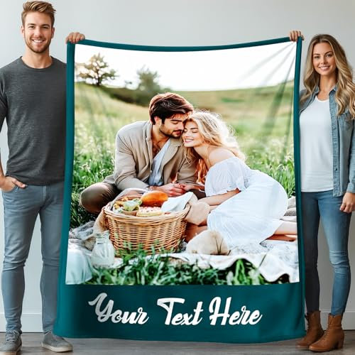 Stepdiy Decke Personalisiert mit 1 Foto 130x150cm, Fotodecke mit Eigenem Foto für Mama Papa Oma, Decke mit Bild und Text für Personalisierte Geschenke