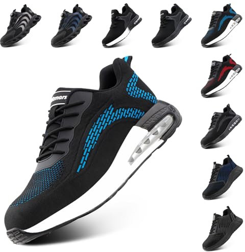 Hitmars Zapatos de Seguridad para Hombre Zapatillas de Seguridad Mujer Zapatos Trabajo s3 Calzado Seguridad Safety Shoes Calzado Trabajo Azul EU 41