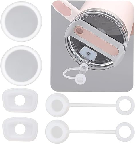 6 tappi a prova di spill in silicone, Stanley Tumbler da 40 oz 30 oz con 2 set di copertine, 2 tappi quadrati e 2 tappi rotondi per leak (A)