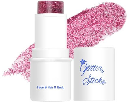 Prreal Body Glitter Stick à paillettes pour le corps, gel pailleté pour le visage, sequins pour ongles de cheveux, accessoires de rave, Halloween, festival (#01 fuchsia)