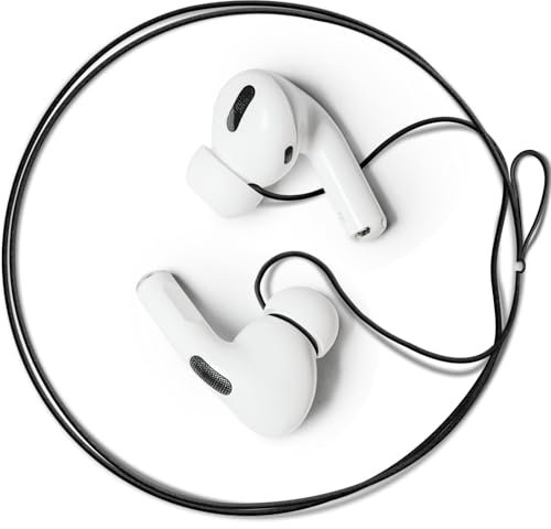 Podstring New Version of Anti-Lost Strap for Wireless in-Ear Earbuds, Airpod Lanyard (Compatible with Airpods Pro 1/2, Sony, Beats, Samsung, Bose) - Black