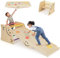 RELAX4LIFE All in 1 Set di Arrampicata con Scivolo e Sgabello per Bambini, Parco Giochi in Legno, Scala da Arrampicata Montessori Pieghevole per Bambini 1-5 Anni