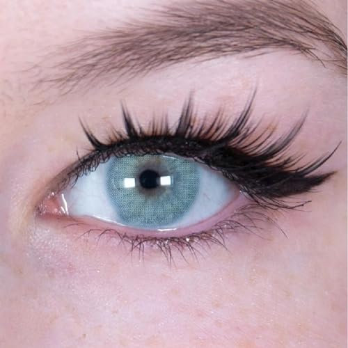 Sehr stark natürlich deckende Blau Grün Kontaktlinsen farbig NATURAL Topas + Behälter, 1 Paar (2 Stück), ohne Stärke, 0.00 Dioptrien, 1 Monatslinsen, ohne Sehstärke,Soft Lens
