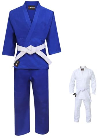 REWON - Tuta da judo gi, tuta da combattimento per uomini e donne bambini.., Blu, XXXL