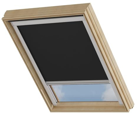 Cocoon Dachfenster Verdunkelung F06 - Kompatibel mit VELUX - Schwarz | Dachfenster Rollo mit Thermobeschichtung - 100% Verdunkelnd - Leichte EasyClick Montage - Kompatibel mit VELUX Dachfenstern