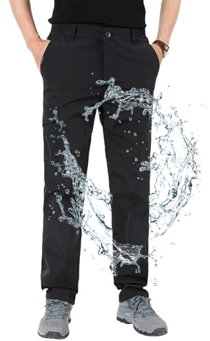 Aotoyou Pantalon de Randonnée Homme Cargo Imperméable | Séchage Rapide, Respirant et Léger avec 6 Poches et Taille Elastique, pour Trekking, l'extérieur, la Pêche, Décontracté