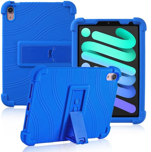 ATOOZ for iPad mini 7 Case 2024 (A17 Pro),iPad mini 7th/mini 6th Generation Case for Kids (2024/2021) with Stand Soft Silicone (Blue)